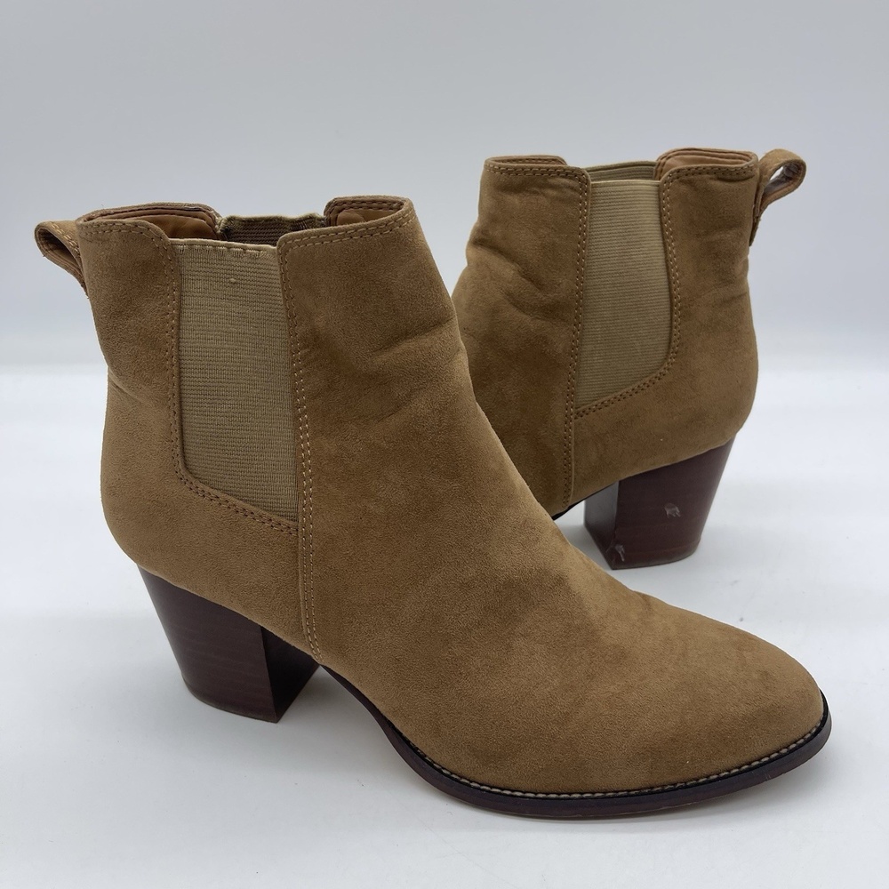 J. Crew Rory Microsuede Women's Size 9.5 Heeled Boots AR845 Pull On Brown Bootie